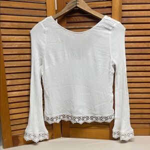 H&M Coachella White Lace Hem Blouse